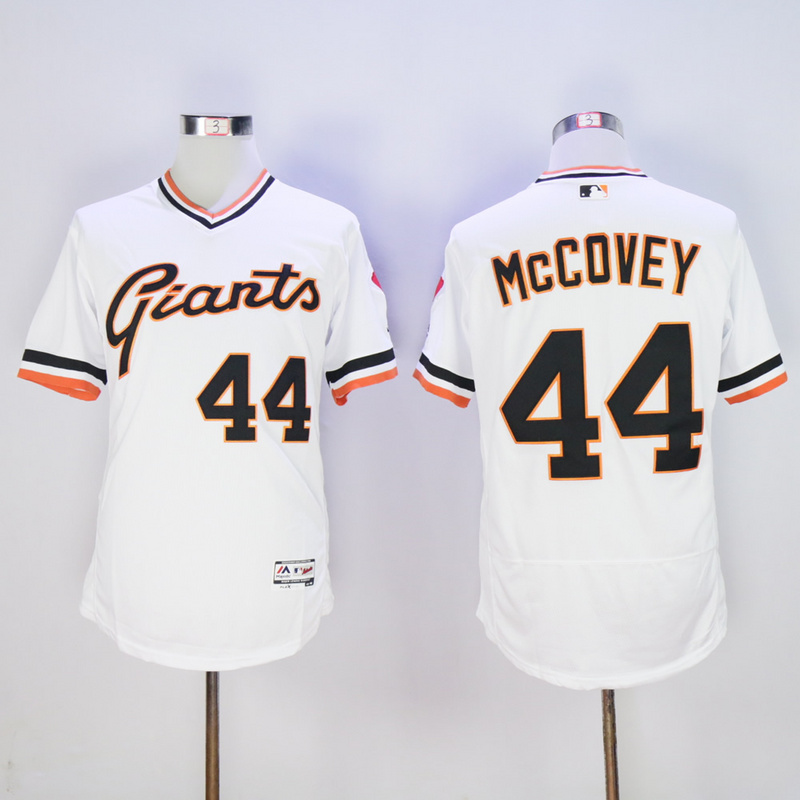 Men San Francisco Giants #44 Mccovey White Throwback Elite MLB Jerseys